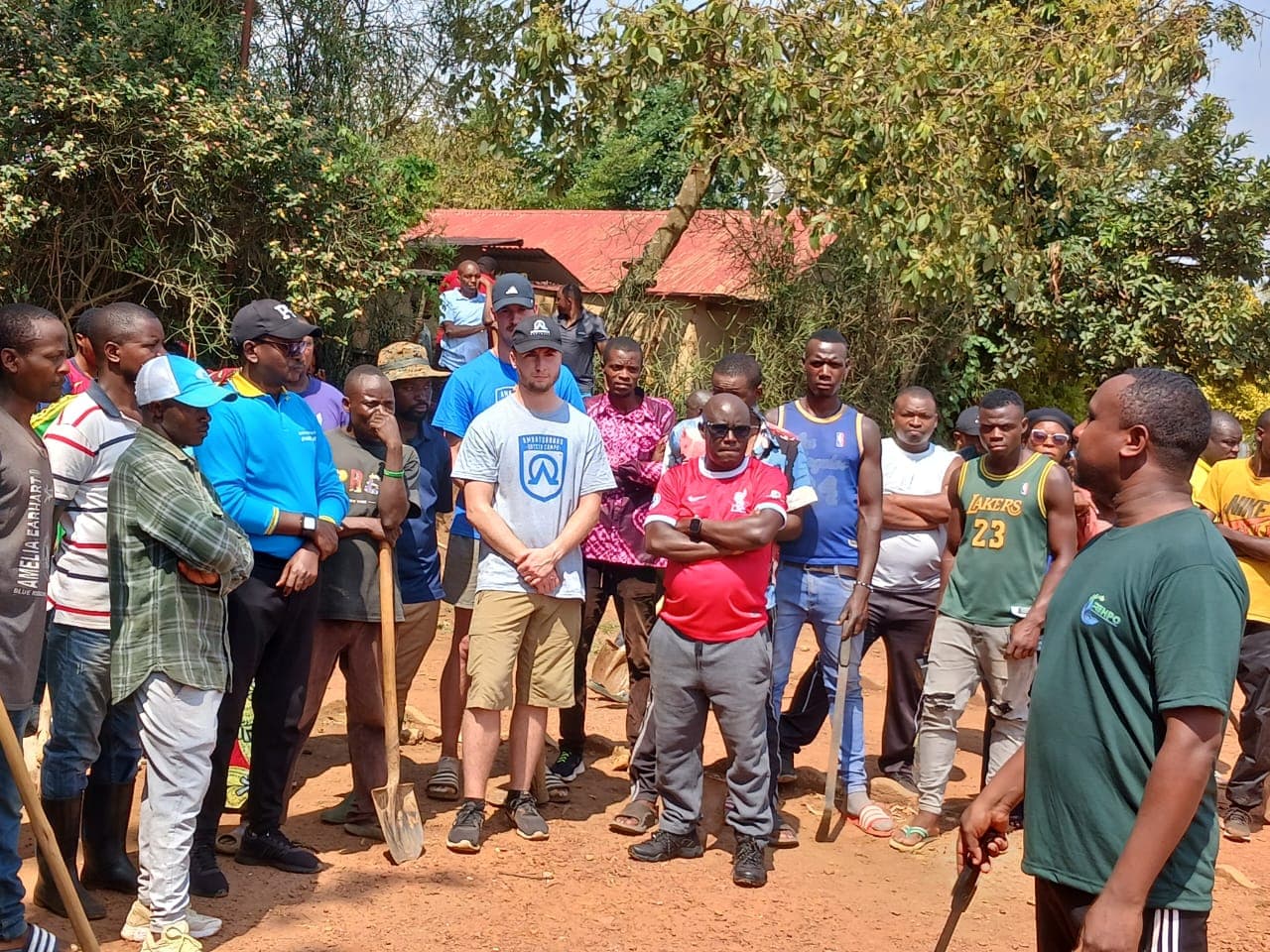 Environmental health professionals working with a Rwandan community